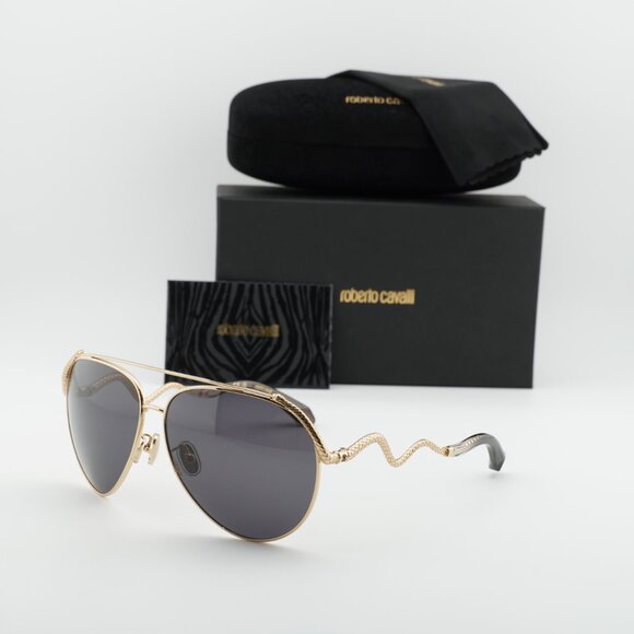 Roberto Cavalli SRC090M 0300 Aviator Sunglasses - Gold/Grey main image 4